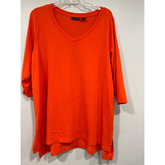 Tahari Women's Plus‎ 3/4 Length Sleeve Orange Shirt Size 1x - Picture 1 of 9